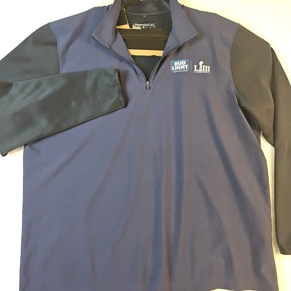 Nike Golf‎ Dri Fit NFL Super Bowl LlII 53 1/4 Zip Bud Lite Size XL Light Jacket